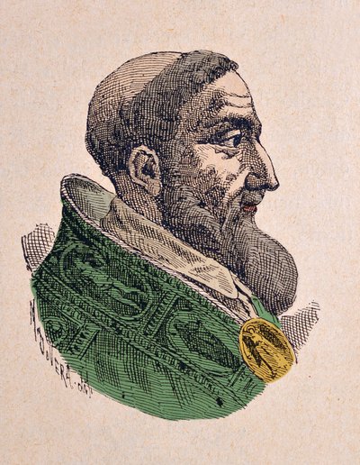 Portrait of Pope Innocent IX, 1898 (engraving with later colouration) by Italian School